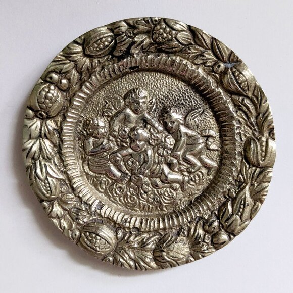 Vintage Silver Repousse Miniature Plate - Picture 1 of 4
